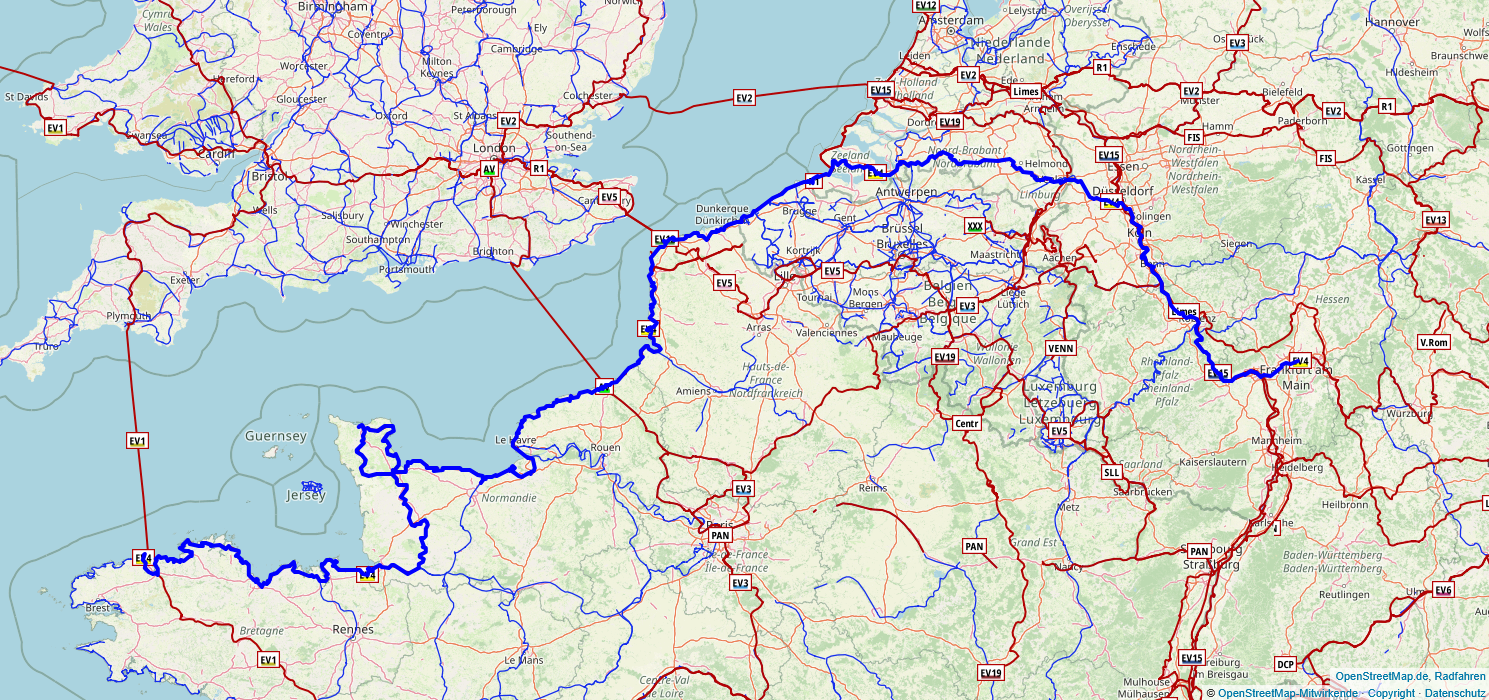 Übersichskarte EV4 Frankfurt - Roscoff